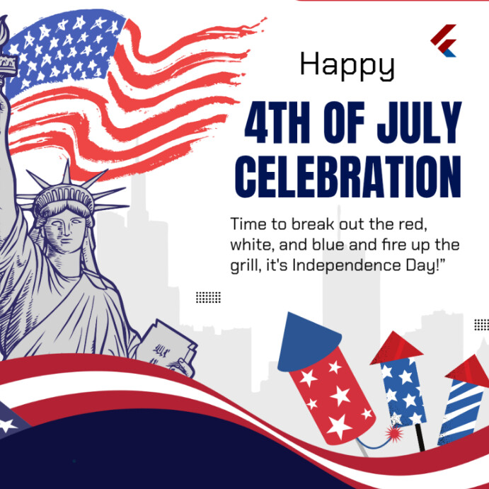 Pastel Happy 4th Of July  Instagram Post template