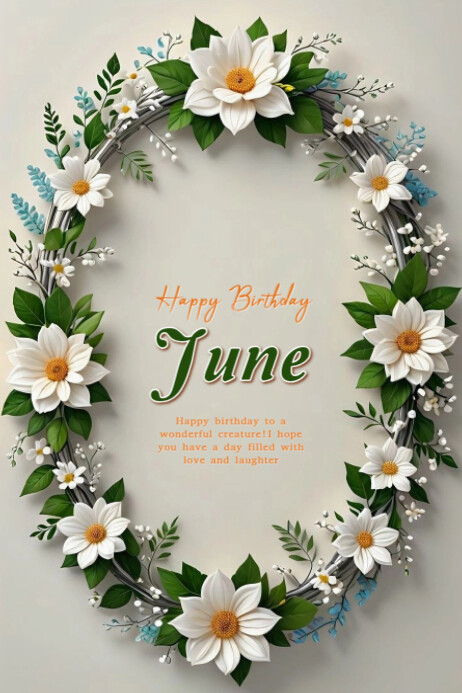 Pastel Happy Birthday June Banner 4' × 6' Template | PosterMyWall