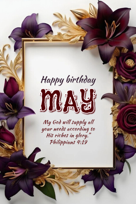 Pastel Happy Birthday May  Banner 4' × 6' template