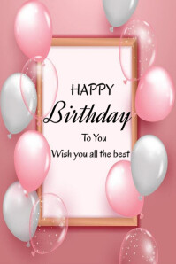 Pastel Happy Birthday  Poster template