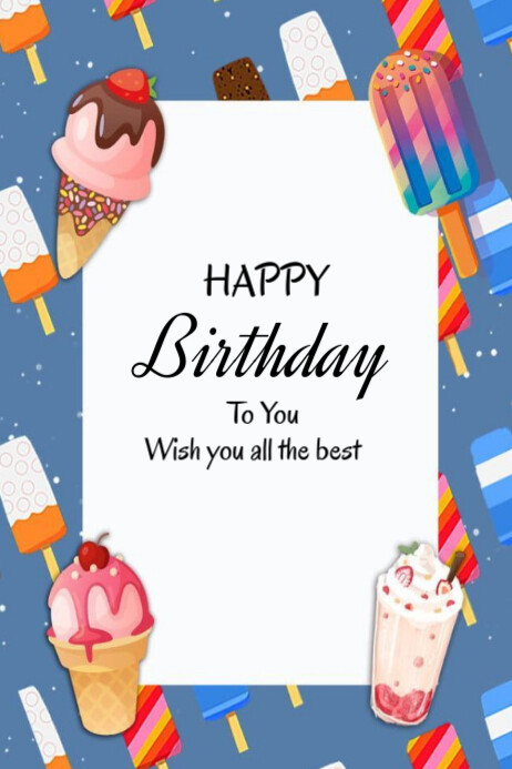 Pastel Happy Birthday To You  Poster Cartaz template