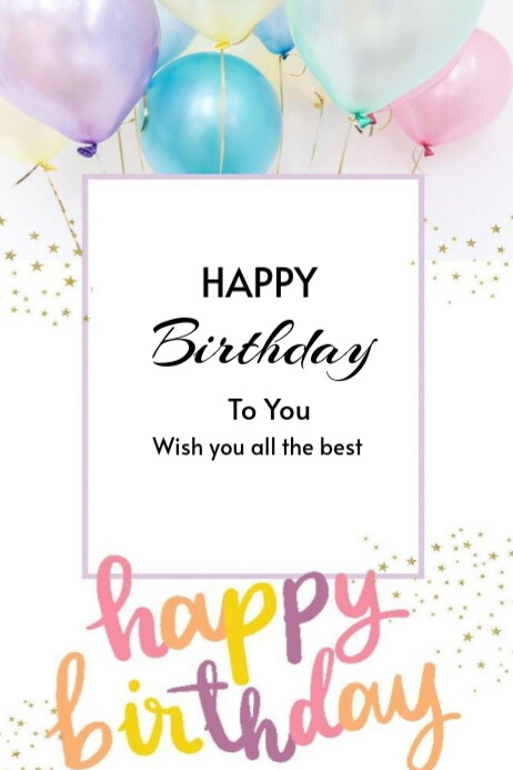 Pastel Happy Birthday To You  Poster Plakkaat template