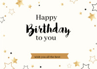 Biały Pastel Happy Birthday To You Wish You All The Best  Postcard Postcard Template