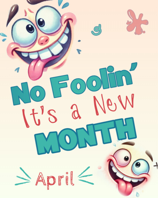 Pastel Happy New Month Hello April Cartoon Funny Silly Faces Instagram Portrait template