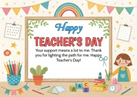 Pastel Happy Teachers Day Celebration Wishes  Postcard template