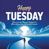 Pastel Happy Tuesday Blessings Image | Inspiring Morning Quote For Social Media Instagram Post template