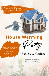 Pastel House Warming Invitation Party Poster Tabloid template
