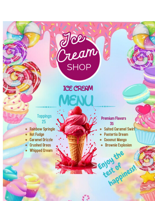 Pastel Ice Cream  Flyer (us Letter) Pamflet (VSA Brief) template