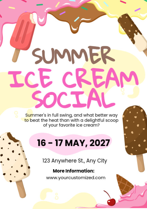 Pastel Ice Cream Social  A4 template