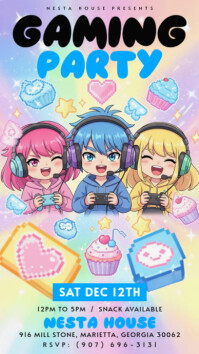 Pastel Kids Gaming Party Instagram Story template