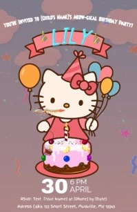 Pastel Kitty Birthday Party Tabloid template