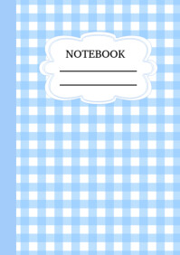 Pastel Light Blue Plaid Notebook Cover Template  A4