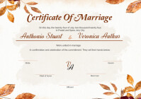 Pastel Marriage Certificate  Leaves  A4 template