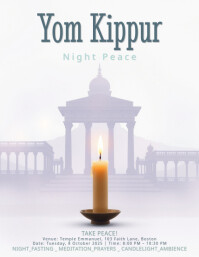 Pastel Minimal Yom Kippur Flyer Template With Spiritual Watercolor Serenity Volante (Carta US)