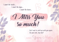 Pastel Miss you Postcard template