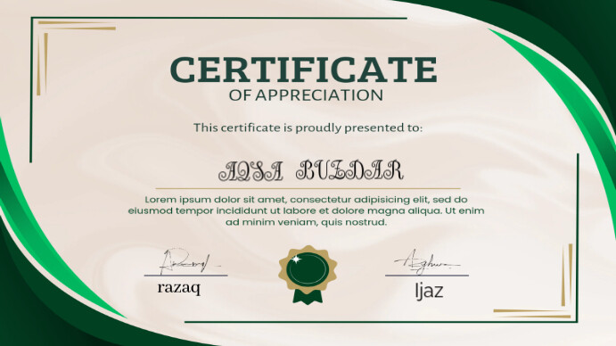 Pastel Modern Certificate Digital Display (16:9) template