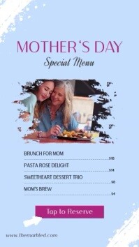 Pastel Mother's Day Menu Digital Signage История на Instagram template