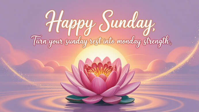 Pastel Motivational Happy Sunday Poster – Lotus Flower With Positive Monday Quote Digital Display (1 template