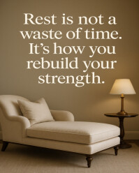 Pastel Motivational Rest Quote – Recharge, Restore, Rebuild Strength Instagram Portrait template