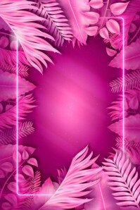 Pastel Neon Pink Tropical Leaves Background Poster Плакат template