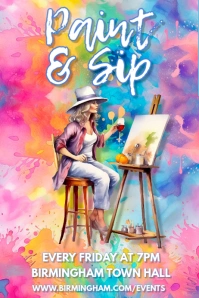 Pastel Paint & Sip Event Poster template