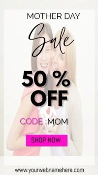 Pastel Pink And White Modern Mother's Day Dig Affichage numérique (9:16) template