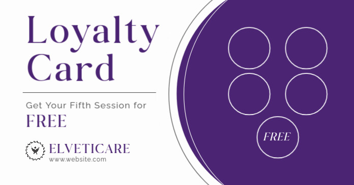 Pastel Purple And White Modern Minimal Curved Business Card Loyalty Card Facebook Shared Image template