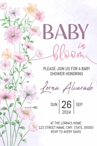 Pastel Purple Watercolour Baby Shower Invitation Banner 4' × 6' template