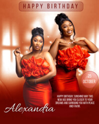 Pastel Red Rose Birthday Flyer Template  Instagram Portrait