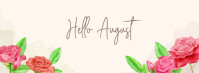 Pastel Red Rose Hello August Background Banner Foto Sampul Facebook template