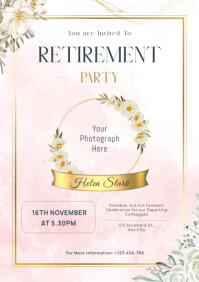 Pastel Retirement Farewell Party Ad Flyer Design A4 template