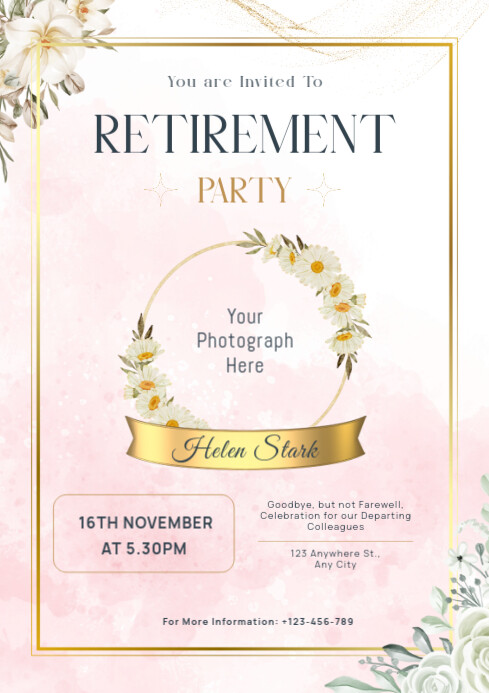 Pastel Retirement Farewell Party Ad Flyer Design A4 template