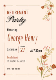 Pastel Retirement Party Invitation Flyer Template Design A4