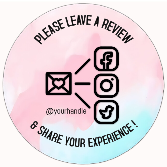 Pastel Review Sticker Template | Please Leave a Review & Share | Small Business Thank You Label Iphosti le-Instagram