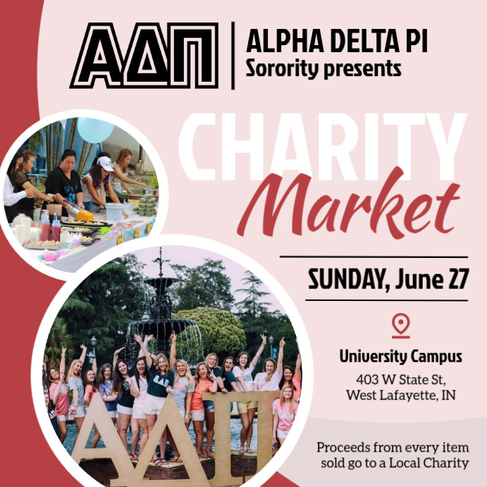 Pastel Sorority Charity Instagram Image template