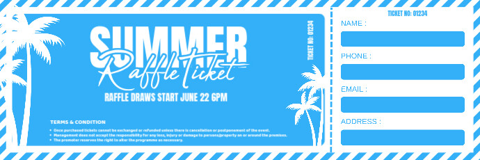 Summer Raffle Background Pastel Summer Raffle Ticket | Raffle Ticket Twitter Banner Template ...