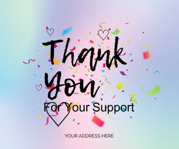 Pastel Thank You For Your Support And Help Medium Rectangle Template ...