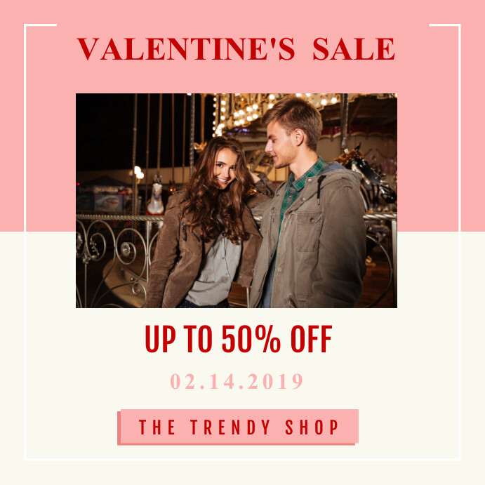 Pastel themed Valentine's Sale Instagram Image Wpis na Instagrama template
