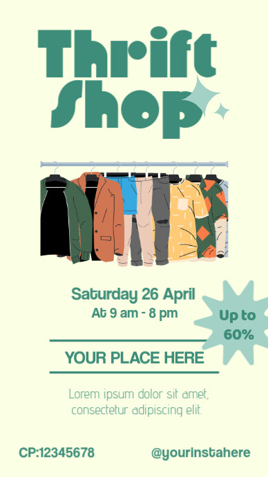 Pastel Thrift Shop Ad Instagram Story Instagram-verhaal template