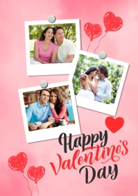 Pastel Valentines Couple Collage A4 template