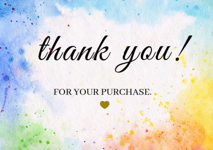 Copy of Pastel Watercolor Thank You For Your Purchase Greeting Card A2 ...