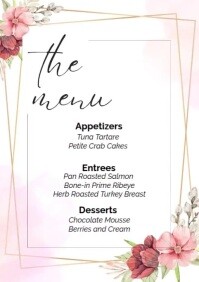 Pastel Wedding Menu A2 template
