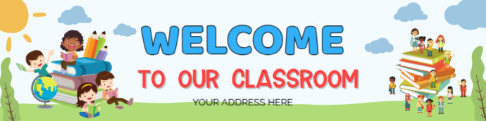 Pastel Welcome To Our Classroom Google Header  Google Classroom Banner template