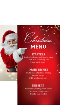 Pastel White  And Red Background Joyful Christmas Menu Business Card template