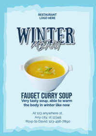 Pastel Winter Menu  A4 template