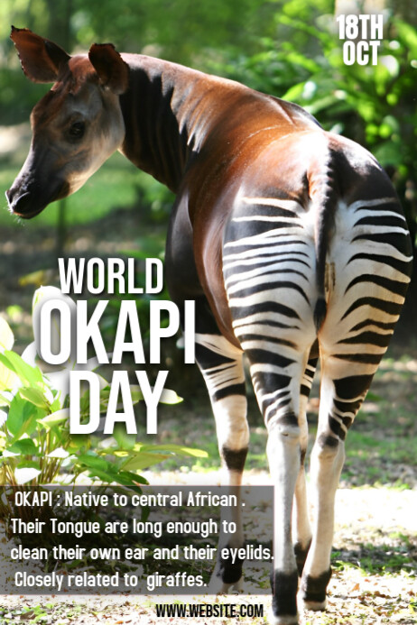 Pastel World Okapi Day Poster Template | PosterMyWall