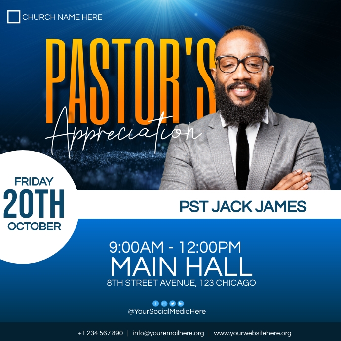 pastor's appreciation flyer Template PosterMyWall
