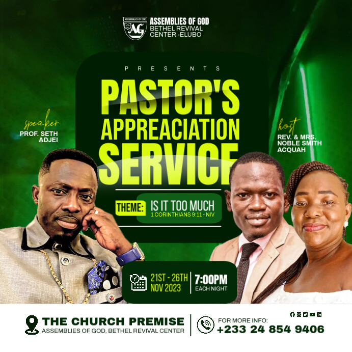 Pastor's Appreciation Flyer Template | PosterMyWall