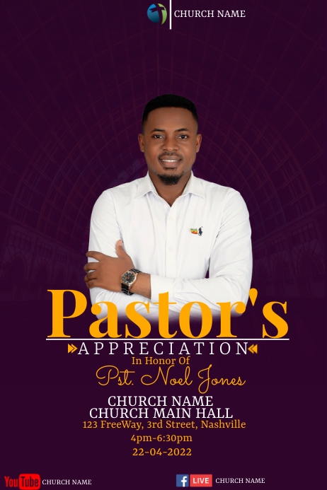 Pastor's Appreciation Template Poster