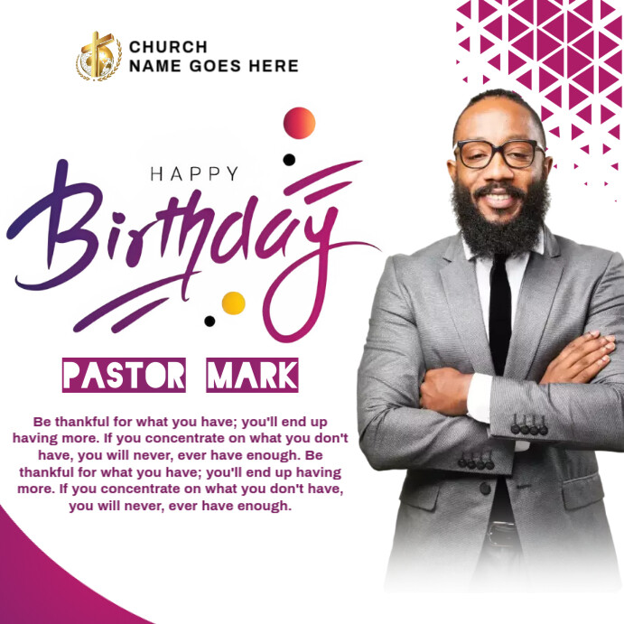 Pastor's Birthday Post Square (1:1) template